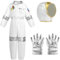 Aomig Astronaut Kostüm kinder 3Pcs Weiß Astronautenkostüm Kind Unisex Astronautenoverall Astronauten Helm Silberne Handschuhe Weltall Kostüm für Mädchen und Jungen Raumfahrer Spaceman Kostüm Outfit(S)