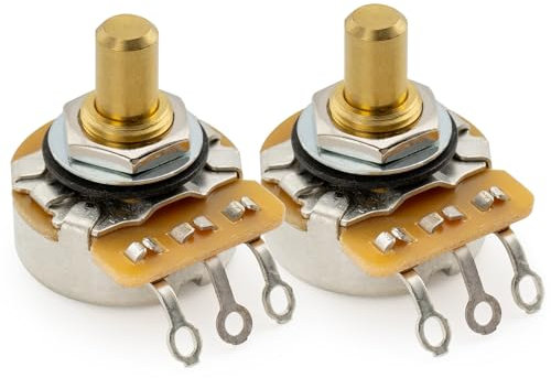 CTS 450G A250K Pots Brass Solid Short Shaft 1/4 Inch 10% Audio Taper Potentiometers for Electric Guitar Bass (Set of 2)
