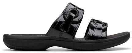 Clarks Brinkley Maye Synthetic Sandals In Black Patent Size 4