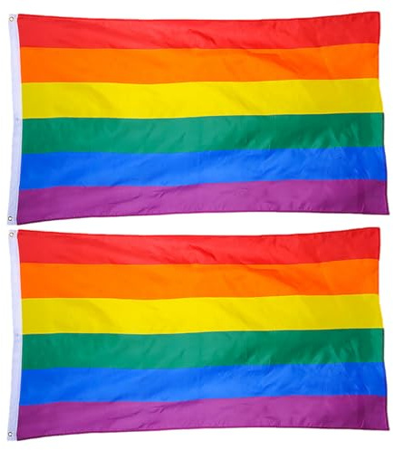 GAROZATION 2 Stück Regenbogenflagge 60x90cm Polyester Pride Flag Lgbt Party Zubehör Outdoor Festival Fahne mit Messingösen