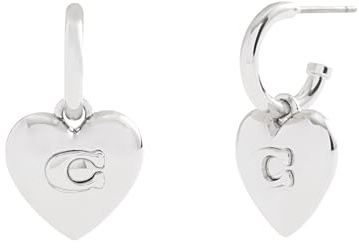 COACH Damen Signature Heart Charm Huggie Ohrringe One Size Messing Titan Kein Edelstein