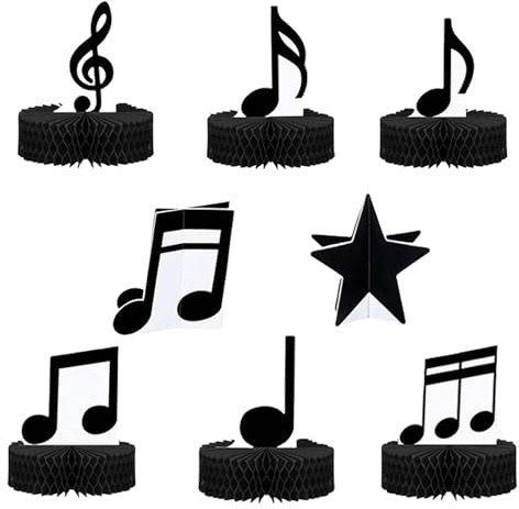 Goiern 8 Stück Musiknoten Waben Zentrumstücke Musikalische Party Dekorationen Musiknoten Silhouette Tisch Toppers für Geburtstag Baby Shower Dekoration