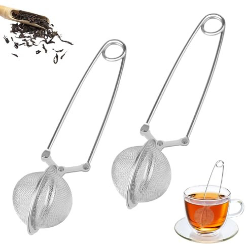 2 Tee-Eier, Teeei für Losen Tee, Tea Strainer, Edelstahl-Mehlsieb-Staubwedel, Teezange - Größe 4.5 cm Durchmesser, Teesiebe, Tee Ei für Losen Tee, Hochwertige Teesiebe für Teeliebhaber