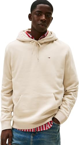 Tommy Jeans Herren Hoodie Regular Fit Flag Fleece mit Kapuze, Beige (Gulf Sand), L