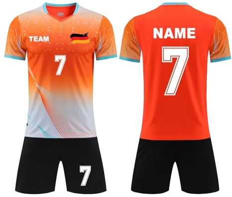 Generisch Personalisiert Fußball Trikot für Jungen & Mädchen, Fussball Trikot mit Namen Nummer Logo, Deutschland Fußball Trikot Kinder Erwachsene (DE/NL/SE/PL, Alter, Einheitsgröße, Regular, A-5)