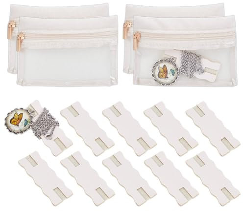 OLYCRAFT 10pcs Linen Portable Tangle-Free Jewelry Organizer with 4pcs Bags Tangle-Free Necklaces Organizer Necklace Card Holder Universal Jewelry Storage Case for Home Travel Chain Necklaces Storage