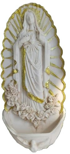 Fuente de agua belleza, resina de 3x7 pulgadas Soporte de agua bendita decorativa exquisita parada colgante colgante para la entrada de la iglesia de la casa regalos religiosos, decoración del hogar