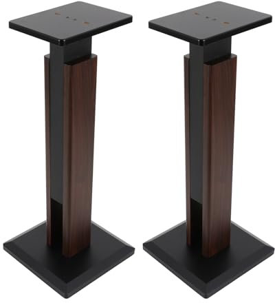Lautsprecherständer höhenverstellbar 65-85cm Boxenständer für Surround Sound bis zu 30KG, 2er-Set Bodenständer (Dunkelbraun+Schwarz)