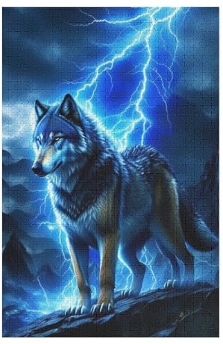 Puzzle Für Erwachsene, 1000 Teile, Wolf, Holzpuzzle, Geburtstagsgeschenke, Puzzle Wanddekoration 78×53cm