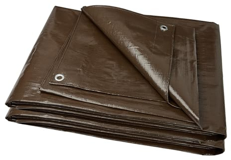 Garronda Lona Impermeable con Ojales 200 g/m² 6x10 m Marrón GD-0162 | Lona de suelo para camping, PP resistente a rayos UV y desgarros; cubierta para muebles de jardín, coche y madera