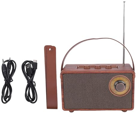 CHEOTIME Vintage Holz FM Bluetooth Radio, Retro Bluetooth Lautsprecher Radio mit 5.3 drahtlose Verbindung, tragbarer Kleiner Bluetooth Lautsprecher für Home Office Schlafzimmer