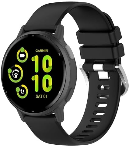 Silikon Armband für Garmin Venu 4 41mm Liquid Glossy Design mit Silber Schnalle