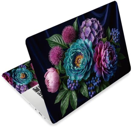TNKBREEZE 3 Stück Laptop Decal Aufkleber Skin Hülle Für 11,6/12/13/13,3/14/15/15,4/15,6 Zoll Computer Vinyl Haut Aufkleber Kunstschutz Dunkle Blumen Fotografie