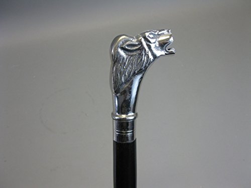 Holz Gehstock Spazierstock Wanderstock 95cm mit Metall Griff Löwe Walking Stick M47