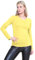 janisramone® Long Sleeve T Shirts Women, Plain Round Neck Breathable Basic Summer Tops for Women UK, Stretchy Slim Fitted Going Out Tops Yellow