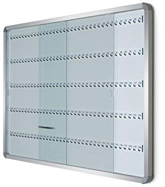 Agendepoint.it - Bacheca Portachiavi Da 180 Posti Con Ante Scorrevoli In Vetro E Struttura Alluminio 90x120cm