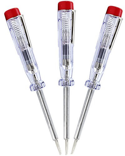 COM-FOUR® Comprobador de corriente y tensión 3x VDE, herramienta multiusos con destornillador y comprobador de fase, accesorios eléctricos para destornillador (003 piezas - comprobador de voltaje)