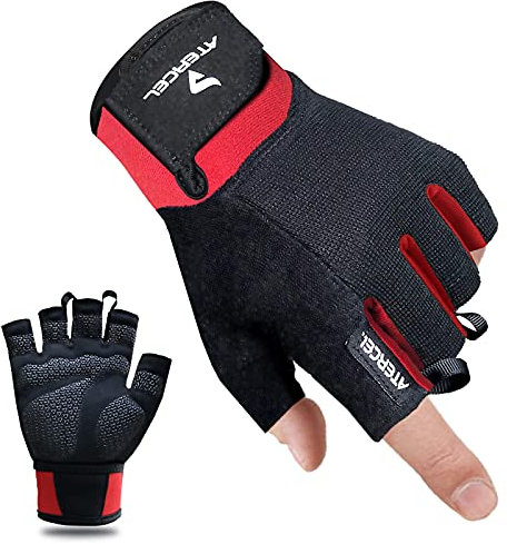 ATERCEL Fitness Handschuhe, Trainingshandschuhe für Crossfit, Bodybuilding, Radsport, Gym, Krafttraining, Sporthandschuhe für Damen und Herren(Rot, XL)