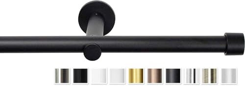 Rollmayer elegant und modern metall Schwarz Matt Vorhangstange/Gardinenstange Ø 19mm Rohr (480cm Crux, im Schwarz Matt, 1-läufig) verschiedene Größen und Endstücken. Ohne Ringe!