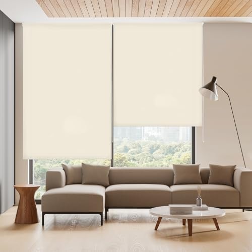 Blindecor Ara | Lichtdurchlässiges Rollo | Beige | 80 x 175 cm (BxH) | Stoffgröße 77 x 170 cm | Rollos für fenster