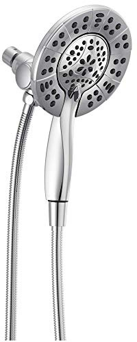 Delta 4-Setting In2ition 2-in-1 Dual Shower Head with HandHeld Spray, Chrome Detachable Shower Head with Hose, Showerhead, 1.75 GPM Flow Rate, Chrome 58499
