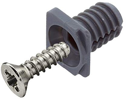 Einpressdübel Set Dübel Länge 12 mm Ø 7,6 mm mit Schraube 12 mm x 3,5 mm für Möbelscharniere Scharnierdübel für BLUM und andere (20 Stück)