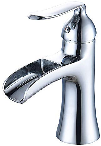 Wovier Chrom Waschbecken Wasserhahn mit Zulaufschlauch, einzigartiges Design Einhand-Einloch-Waschtischarmatur, Waschtischmischbatterie Commercial