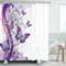 LIVILIAN Violetter Schmetterlings-Duschvorhang Mit Haken, Wirbelblumen-Design für Badezimmer, Maschinenwaschbar, Violett-Weiß, 183 x 183 cm (B x H)