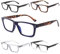 Yuluki 5 Pack Reading Glasses Blue Light Blocking,Spring Hinge Square Frame Computer Readers 1.75 Women/Men Anti Eyestrain/Glare