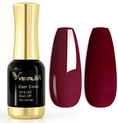 VENALISA 12ml Claret Red Gel Nail Polish Soak Off Nail Lamp UV LED Natural Nail Gel Polish Nail Art DIY Manicure French Gifts, 0.43 OZ
