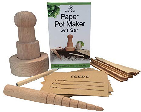Paper Pot Maker Gardening Set – All You Need To Make Your Own Biodegradable Pots For Plants & Seedlings From Old Newspapers & Get Planting, Plastic Free, Seedling Starter Kit Great Garden Gift