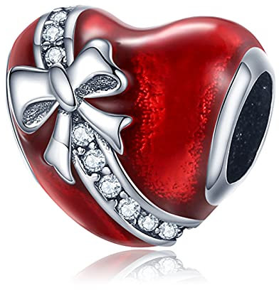 LaMenars Love Charms 925 Silber für Familie Freund Mutter Liebhaber Freundin Schwester Anhänger Charm Geeignet für Damen Armbänder und Halsketten Geburtstag (J-Schlagendes Herz)