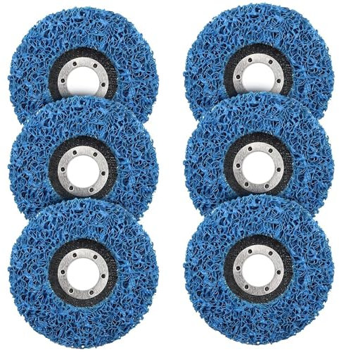 BURNTOP 6PCS Strip Discs Stripping Wheel 100mm 4inch Durable Poly Paint Removal Disc For Angle Grinder Clean and Remove Paint Coating Rust Welds Oxidation (Blue)