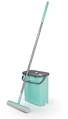 MAXXMEE PVA-Mopp-System | Mit 2 Kammern und saugstarkem PVA-Wischkopf | Extra saugstarkes PVA-Material für optimale Wasseraufnahme | Mit 2 praktischen Ablassventilen zum leichten Ausspülen [grün/grau]