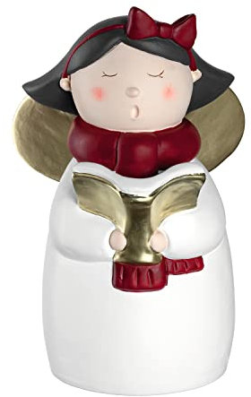 LEONARDO HOME Natale Weihnachtsengel 1 Stück, singende Weihnachts-Figur Xmas, festliches Geschenk, Weihnachtsdekoration, weiß rot gold, 27 cm, 034862