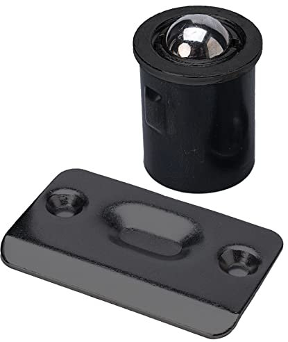 Enconker 4 Pack Closet Door Ball Catch Black, French Door Hardware Ball Catch, Cabinet Latch Lock, Drive in Ball Catch Door Hardware, Stainless Steel Adjustable with Strike Plate (4 Pack, Black)