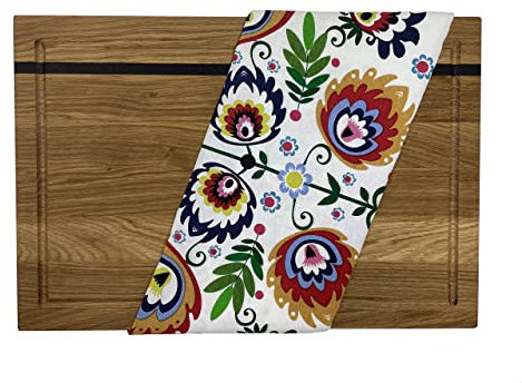 Premium Diamond Villa Schneidebrett Eiche Groß Massiv - Elegantes Hackbrett - 45 x 30,5 x 2 cm