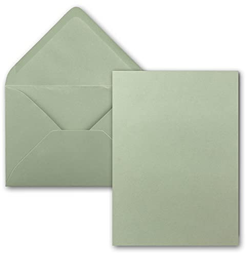 FarbenFroh by GUSTAV NEUSER 50x Einzelkarten Set mit Briefumschlägen DIN A6 / C6 in Eukalyptus (Grün) - 14,8 x 10,5 cm - ohne Falz
