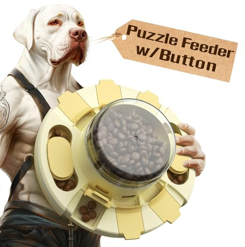KADTC Dog Puzzle Toys w/Button Mind Games Level 2 in 1 Food Dispenser Slow Feeder Treat Puzzles Puppy Mental Stimulation Game Interactive Keep Them Busy UKGX