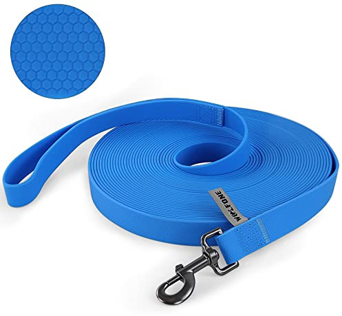 Wolfone Schleppleine für Hunde，15m Blau wasserdichte Lange Rückruf Hundeleine mit Anti-Rutsch-Griff, Heavy Duty robuste Ausbildung Hundeleine für Outdoor-Aktivitäten
