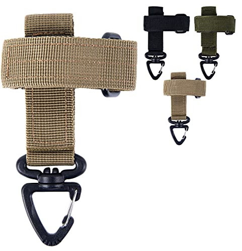 Goture Tactical Gear Glove Strap Holder Climbing Rope Glove Keeper Adjustable Molle Buckle Key Ring Keychain Multi-Purpose Nylon Belt Accessories (Black/Khaki/Olive)