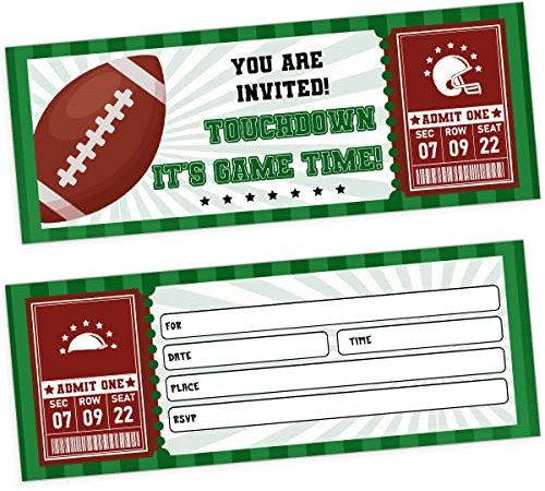 UBLURO Einladungskarten für Geburtstagspartys, Fußball-Party, 20 Tickets + 20 Umschläge, Rugby-Stil, Kindergeburtstag Einladungskarten