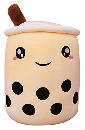 Herbests Tea Plüschtier,35CM Boba Kuscheltier Milchtee Teetasse Gefüllte Plüsch Spielzeug Obst PlüschKissen Weiches Schlafkissen Geburtstagsgeschenk Kinder Erwachsene,lächeln Kaffee,HER00123834