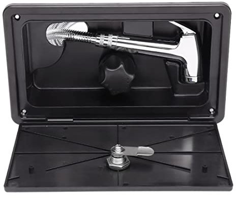 Caja de ducha para caravana, caja de ducha para caravana, caja de ducha exterior, interruptor frío caliente con 2 llaves kit para barco marino, autocaravana, caravana (negro)
