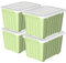 Cetomo 55L*4 Storage Boxes with Wheels, Plastic Storage Box with Lid, Latching Buckles, Click Closure, Stackable, Nesting, Durable Organizer for Home Office Clothes, Green, 55L-4 Pack