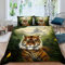 ALABOW 3D Tiger Bettwäsche 135x200 cm 4teilig mit Reißverschluss Microfaser Warme Sommer Weich Bettbezug Set Dschungel Tiger Kinderbettwäsche mit 2 Kissenbezug 80x80 cm für Mädchen Junge