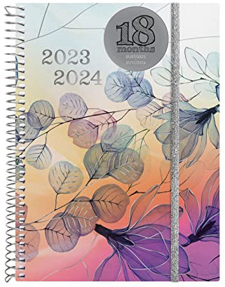 Finocam - Terminkalender Espiral 18 Monate 2023 2024 Wochenansicht Horizontal Juli 2023 bis Dezember 2024 (18 Monate) Pretty International