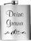 Edelstahl Flachmann 200 ml silber inkl. individuelle Gravur in Schwarz - personalisiertes Geschenk für Geburtstag, Weihnachten, Vatertag, Trauzeugen - 5 Zeilen (Silber)