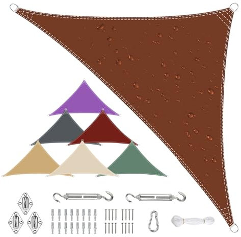 Sichtschutz Sonnensegel Wasserdicht Dreieckigig 3x3x4.25m aus PES-Polyester 95% UV-Schutz Witterungsbeständig Reißfest Viele Größen und Farben mit Befestigungsset für Terrasse Garten, rostrot