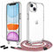 Anshow Handykette für iPhone 13 Mini Hülle mit Band + 2 Schutzfolie, Robust Necklace Extrem Stoßfest Handyhülle iPhone 13 Mini Case Transparent Schutzhülle zum Umhängeband Abnehmbar, Regenbogen
